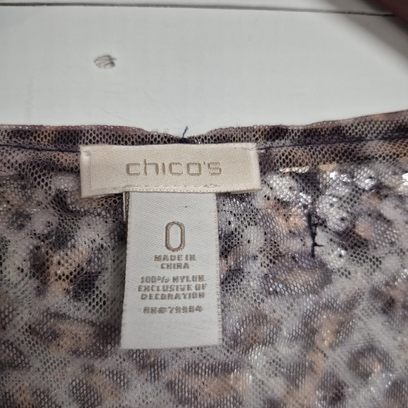 Chico's Sparkling Sequin Sleeveless Top With Leopard Detail Size 0 - Picture 4 of 6